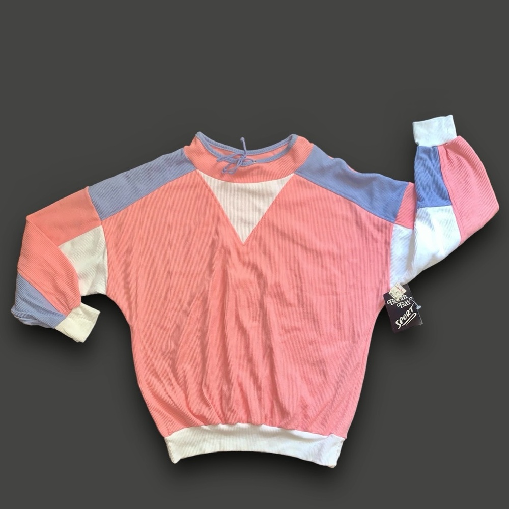 v i n t a g e :: Sporty Slouchy Ribbed Colorblock Sweatshirt NOS - Picture 5 of 13